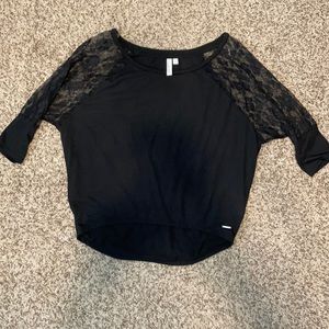 Black top with lace sleeves